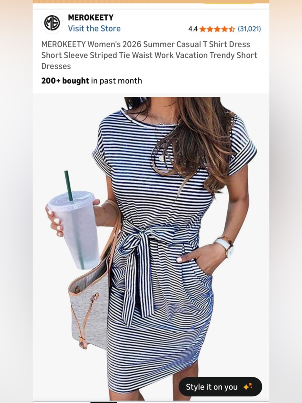 Black & White Striped Tie-Waist Dress